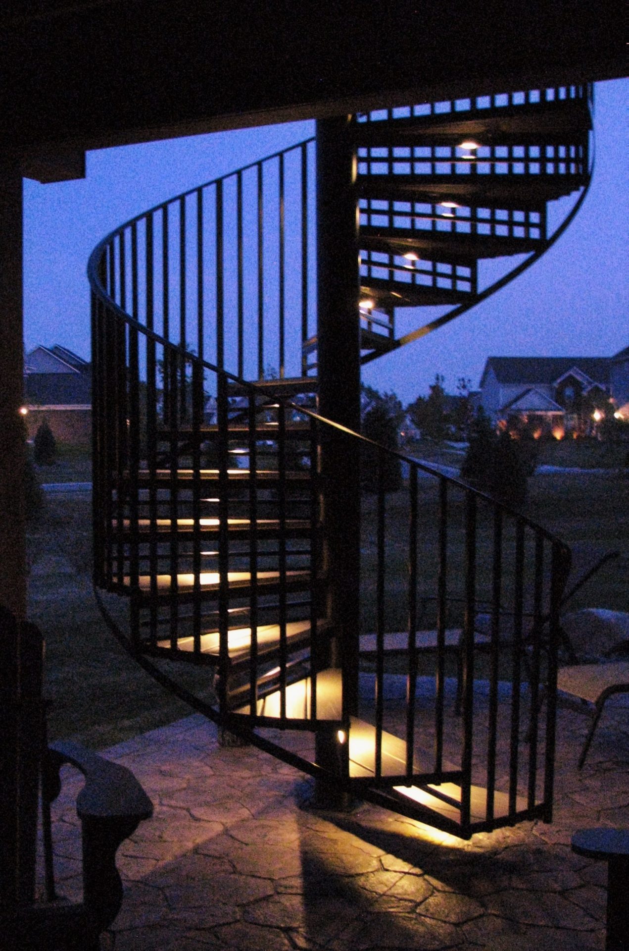 metal spiral staircase metal railing