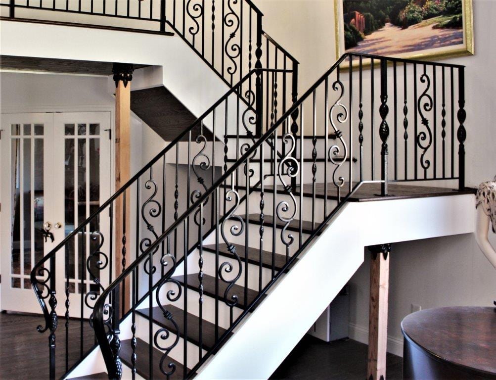 twisted pickets metal railing wrought iron interior handrail steel scrolls metal stair rail cost per foot installed michigan eclectic interior