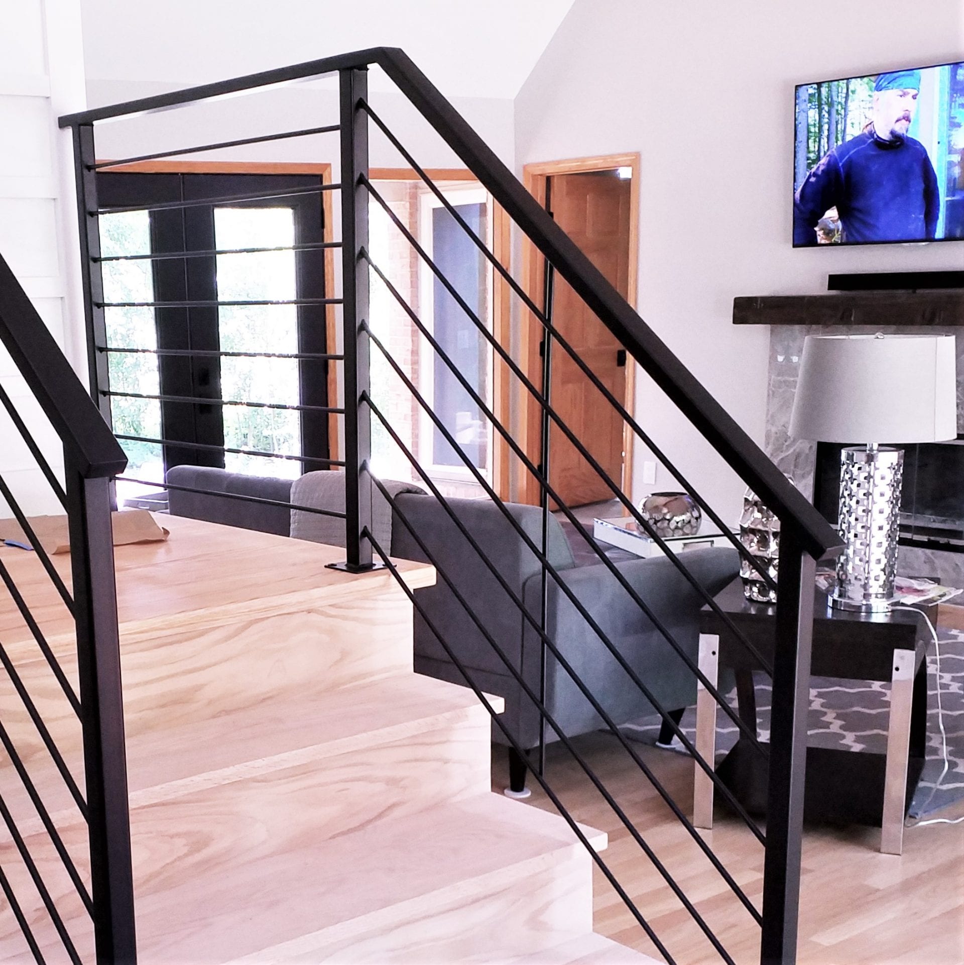 Black Iron Horizontal Rail For Interior Stairs Sleek Modern Design