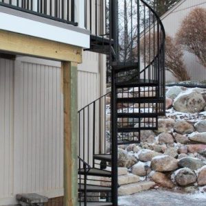 Lakeside Wrought Iron Outdoor Spiral Staircase with Cedar Treads