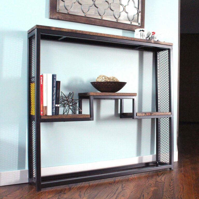 Vintage Brown Metal Console Shelf Great Lakes Metal Fabrication